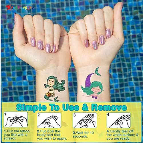 Image of Party Propz Mermaid Theme Birthday Decorations Tattoos For Kids - 10 Sets Kit for Girl, 4th Birthday Decorations Items for Girls | Mermaid Birthday Decorations for Girl | kanjak gifts for girls