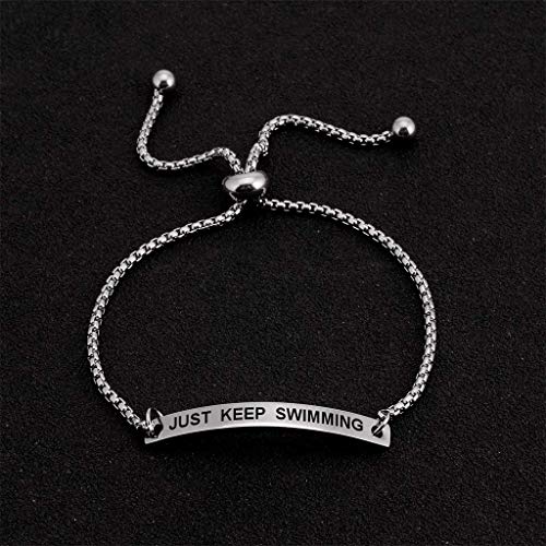 SOUSYOKYOSAM Just Keep Swimming Inspirational Cuff Expandable Bracelet Motivational Jewellery Amazing Gift2