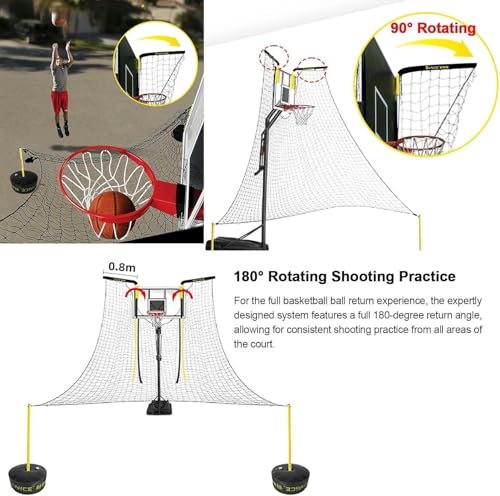 Sistema Di Ritorno FORZA Per Canestro Basket - Angolo 180°, Regolabile, Impermeabile, Nero - Foto 2