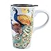 Minigift Peacock Tall Ceramic Travel Coffee Mug with Lid 16oz