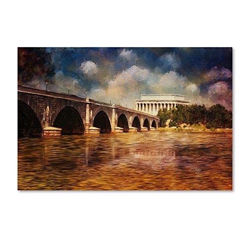 Arlington Memorial Bridge & Lincoln Memorial by Lois Bryan, 16x24-Inch Canvas Wall Art