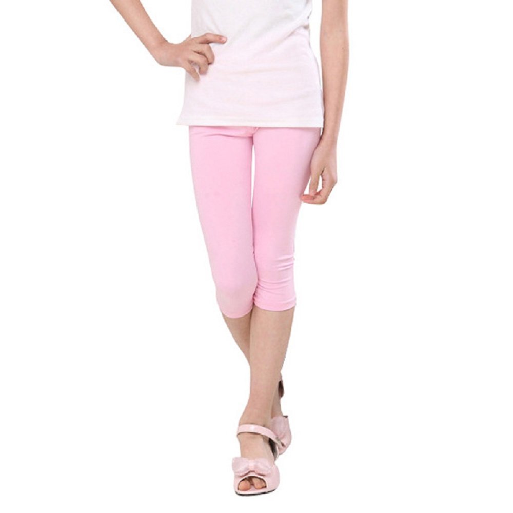 Elegance Womens Elegance Cropped Elasticated Cotton Leggings (3XL (UK20/22-EU48/50), Pale Pink)