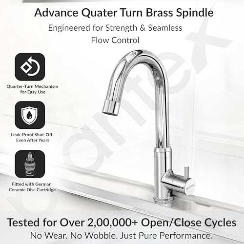 Image of Plantex Pure Brass Pillar Tap for Wash Basin with 360 Swivel Spout for Sink Tap with Water Saving Aerator-7 Year Warranty (ICO-912-Chrome)