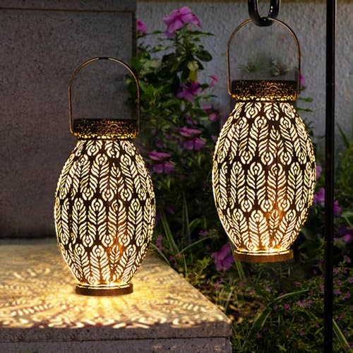 Pearlstar YF45110729 2 Pack Decorative Solar Lantern Lights For Hanging Or Table Outdoor Solar Light For Patio Yard Garden Lawn Landsape Lighting Waterproof, Gift For Wamen Men Mom,Copper thumb #3