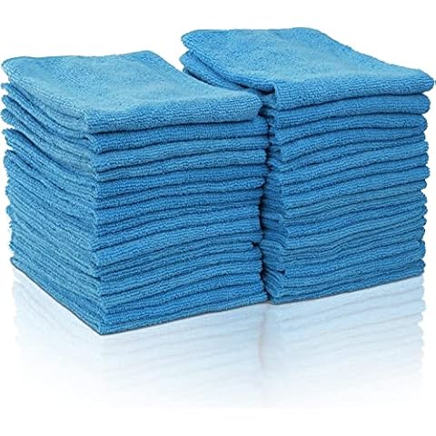 MASTERTOP Microfibre Cleaning Cloths, 36 Pack Reusable Lint Free Cleaning Towels, Super Absorbent & Washable Cleaning Rags for Kitchen/Home/Car/Windows, Blue (35 x 35 cm) Cover