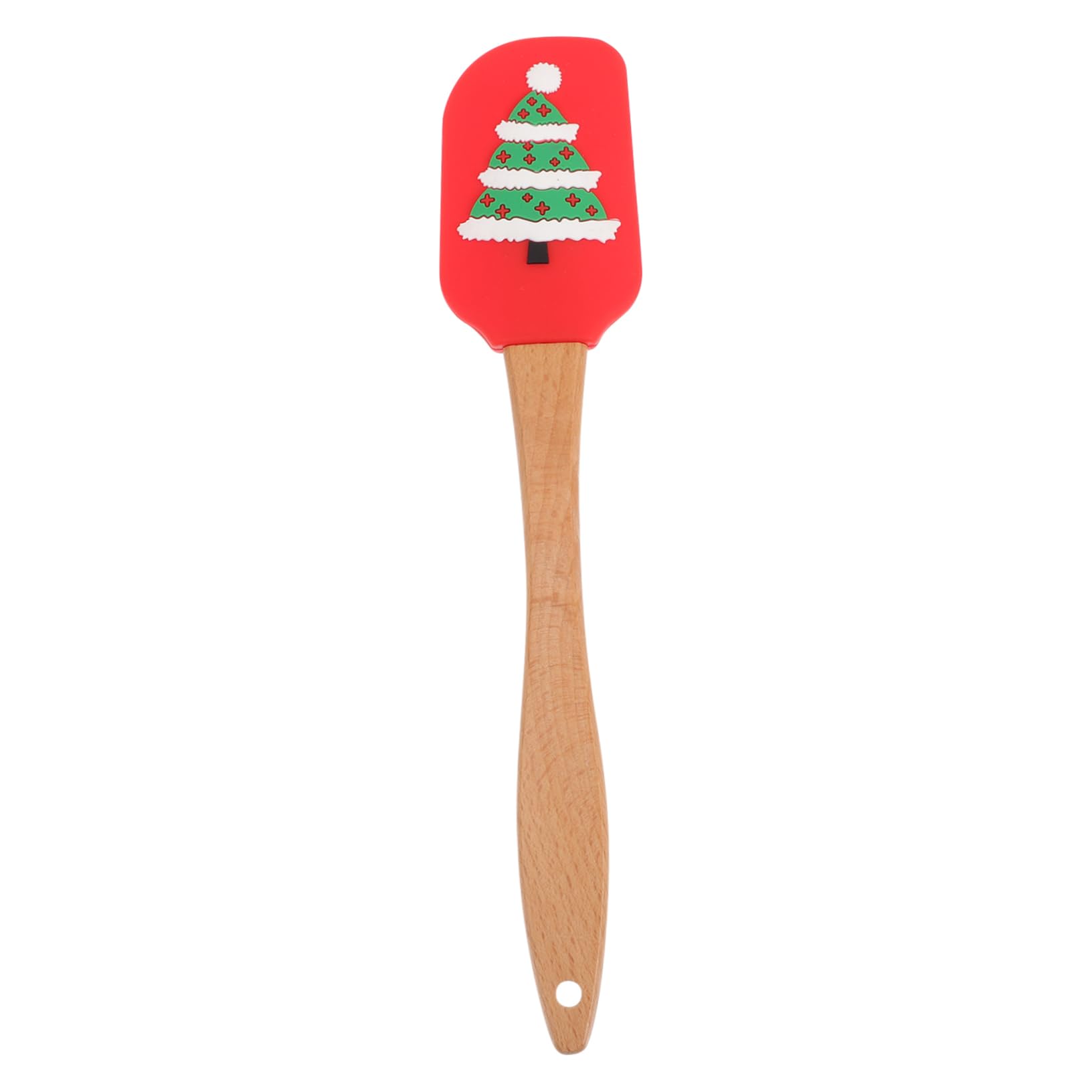 KICHOUSE Christmas Cooking Utensils Cake Baking Spatula Silicone Heat-resistant Wood Handle Holiday Baking Supplies