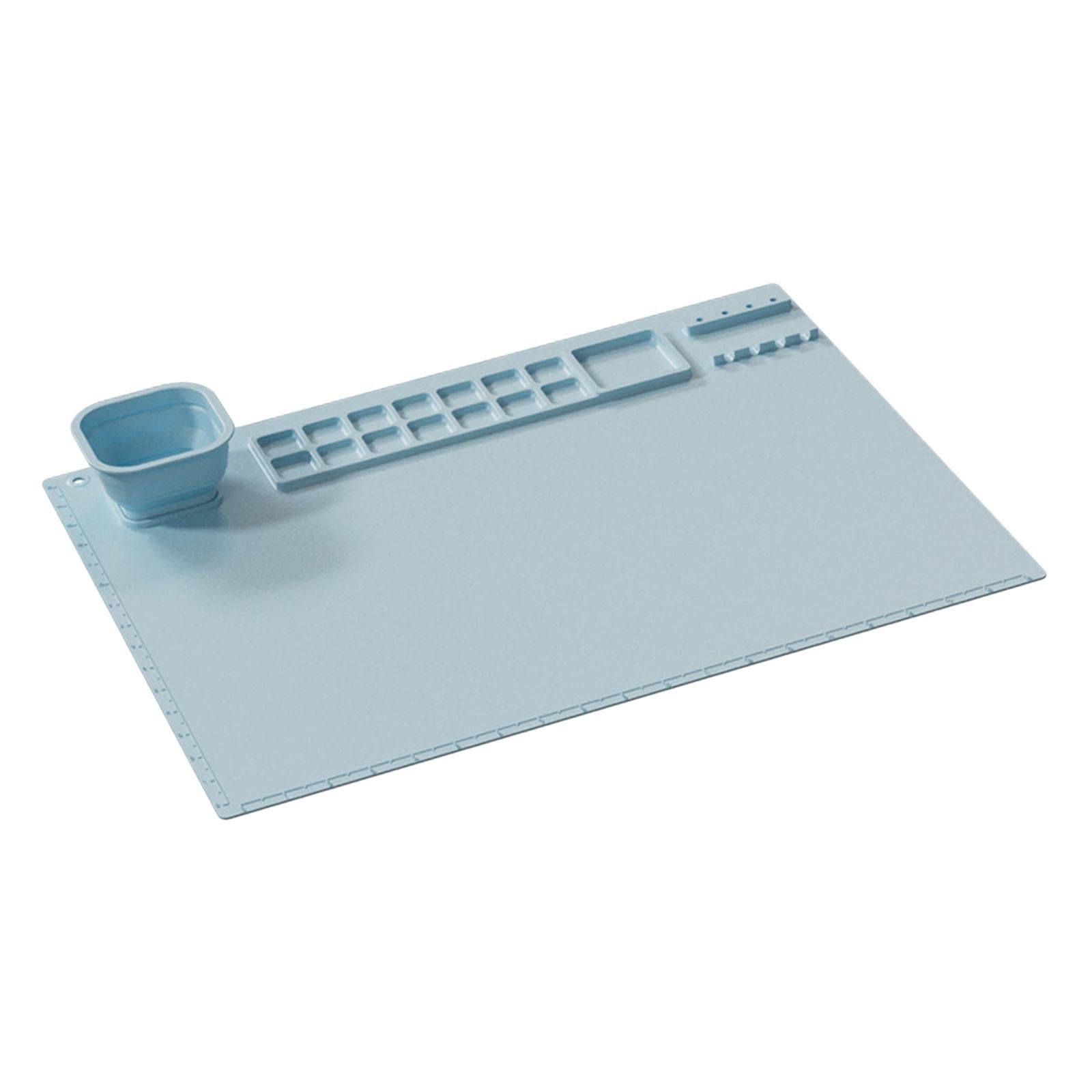 Tappetino in Silicone per Pittura Artigianale, Grande Tappetino in Silicone per Colata di Resina, Tappetino Antiaderente con Tazza di Pulizia, Divisor, Blu