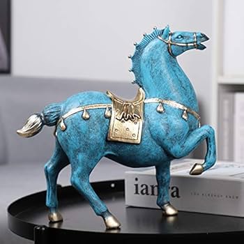 Amazon.co.jp: ヨーロッパの樹脂ヴィンテージ戦争青い馬の像