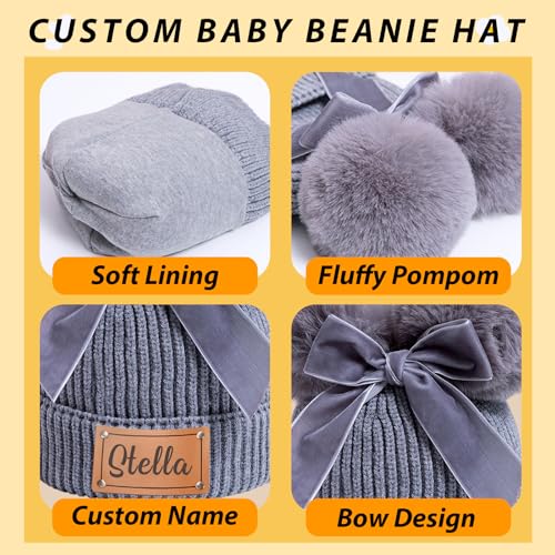 Custom Toddler Baby Beanies Personalized Baby Knit Hat with Name Infant Beanies Winter Hats for Newborn Kids Adults