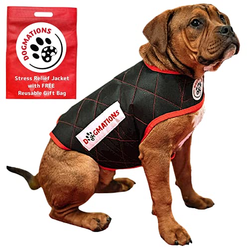 DOGMATIONS Thunder Jacket Dogs Medium | Thunder Coat for Dogs | Thundershirt for Dogs | Dog Fireworks Anxiety Relief | Dog Fireworks Jacket | Dog Fireworks Relief | Dog Firework Vest| Medium Black