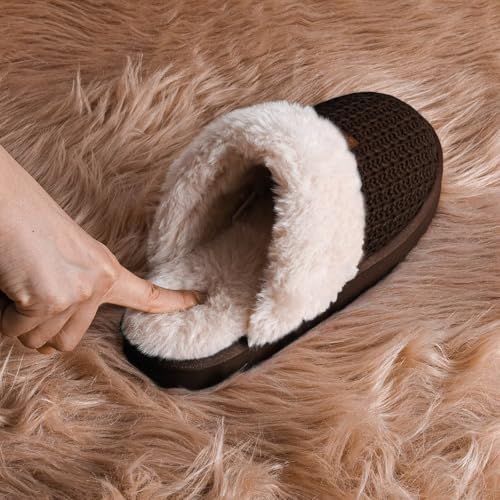 Image of OOW Cozy House Slippers for Women with Memory Foam Fuzzy Shoes for Indoor