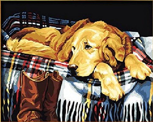DIY Paint by Number Kits Loyal Friend Lazy Dog 16x20 inch Frameless