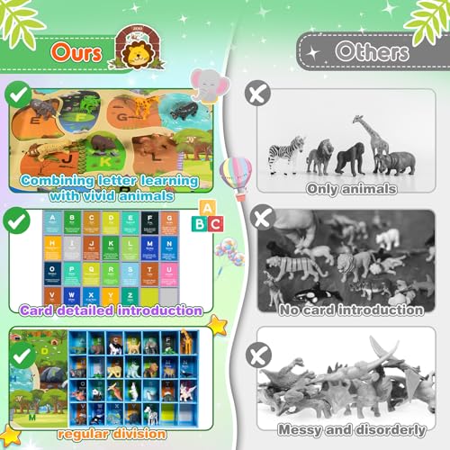 Image of Farm Animal Toys, 26 Pcs Animals Activities for Toddlers 3-8 Year Old Boys Farm Animals Alphabet Learning Games for Toddlers 3-9 Sensory for Boys Girls