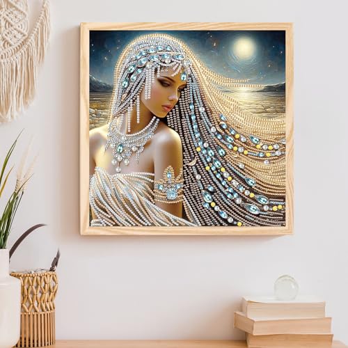 Image of AiYuanzsh 5D Special Shaped Diamond Painting Kit - Beautiful Goddess Queen Design, Unique Crystal Rhinestone Diamond Art Set for Beginners and Adults, Perfect for Home Wall Decor and Holiday Gifts