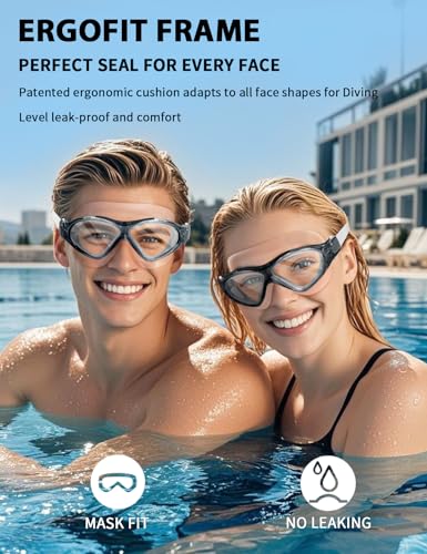 Image of Adult Swim Goggles, Liquid Silicone Anti Fog Swimming Goggles for Men and Women with Anti-Fog /UV & 180 Clear View