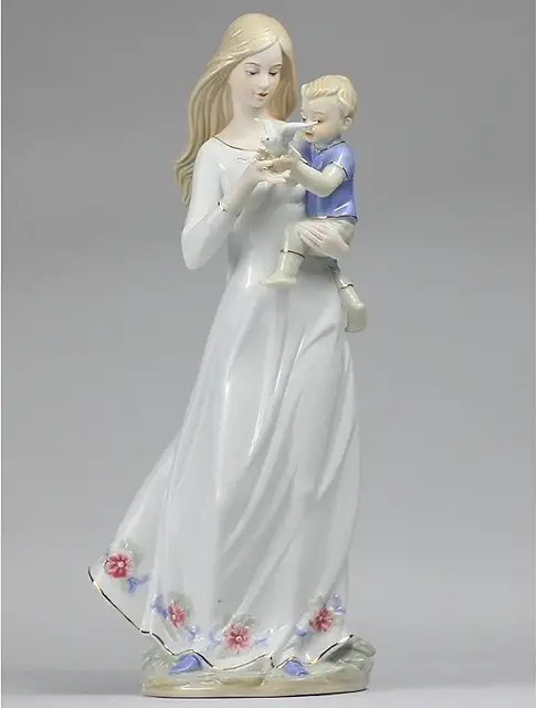 Modern Ceramic Mother and Son Statue - Horen Zien en Zwijgen Beeldjes Dove Figurine