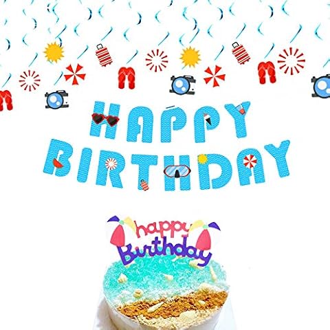 LaVenty 8 PCS Pool Party Birthday Decoration Swimming Pool Birthday Party Supplies Summer Birthday Party Decoration Pool Party Birthday Cover