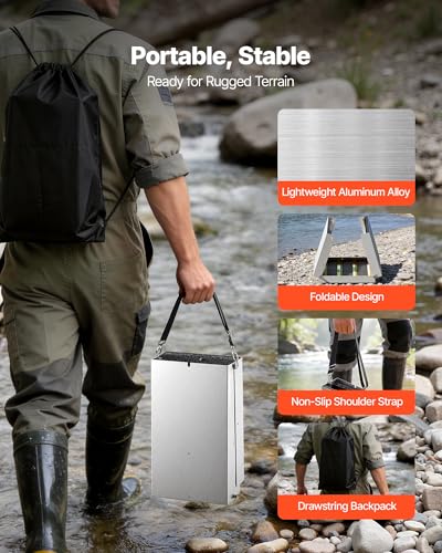 Image of VEVOR Highbanker Gold Panning Kit, 50 inch 3-in-1 Folding High Banker Gold Sluice Box, 26 PCS Portable Mining Equipment Prospecting Kit with Gold Pans, Classifier Screen, Magnet, Backpack, and Accessories