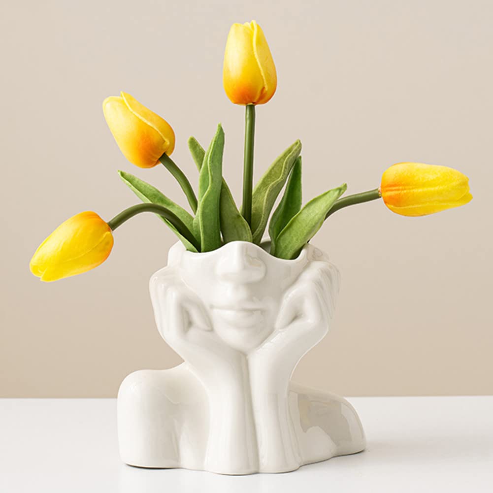 Buy DHYXZCA White Ceramic Face Vase, Female Form Head Half Body Bust