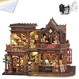 Cjeuxnr Kit de rincón de libros para adultos, casa en miniatura de madera 3D con luz LED, inserto de estantería vintage, decoración del hogar y regalo (ES020-ZY)