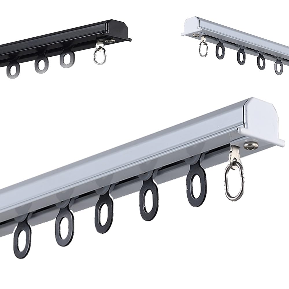 Rail de rideau de plafond de 3 m, système de rails cachés, tringle à rideaux silencieuse, installation facile, blanc, 1 m, parfait pour la décoration d'intérieur et les solutions pour économiser de