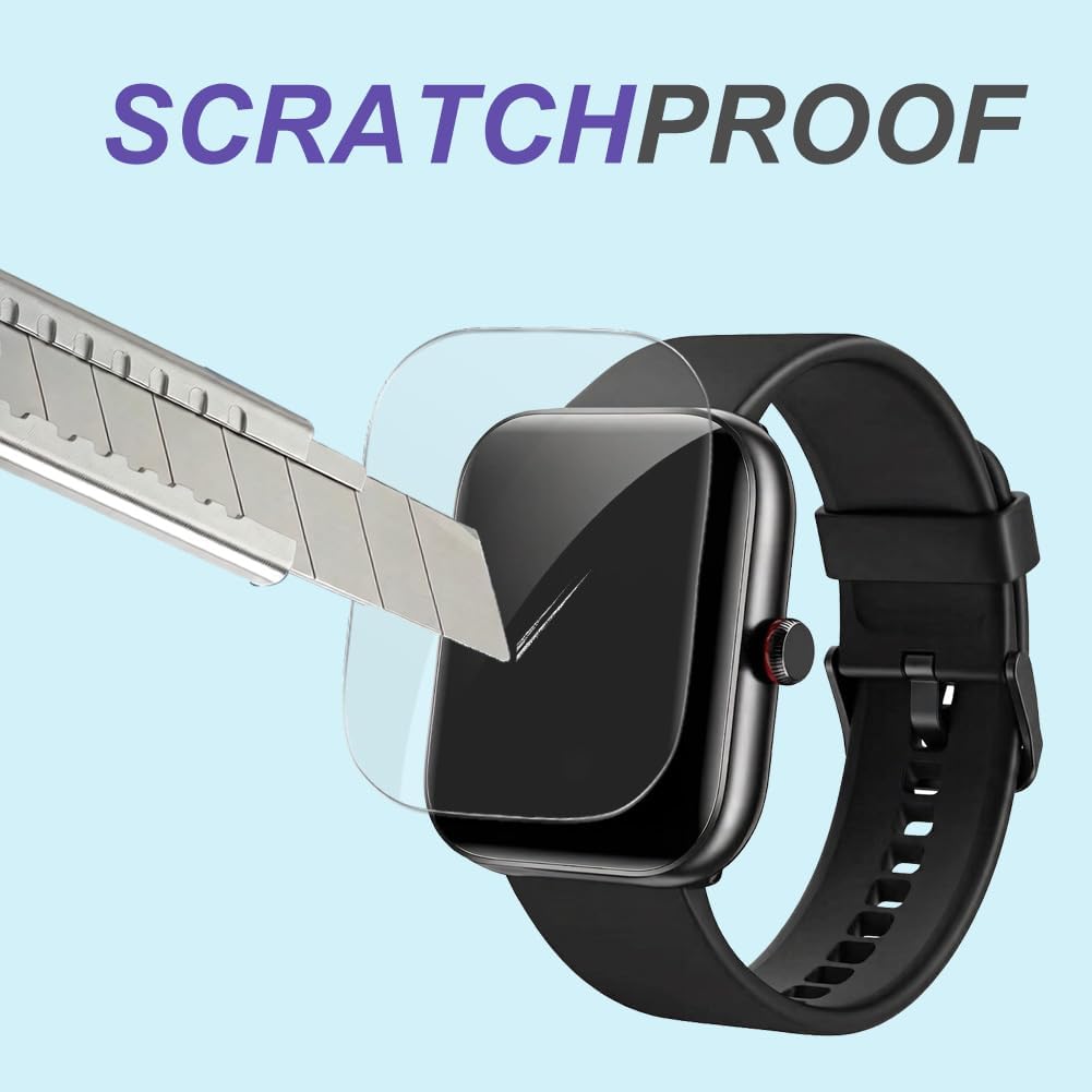 Screen Protector for 1.91" Smartwatch IDW20, Compatible with Yoever, TOOBUR Fitness Tracker, Flexible TPU Film, Full Coverage, Self-Healing, High Definition Clear