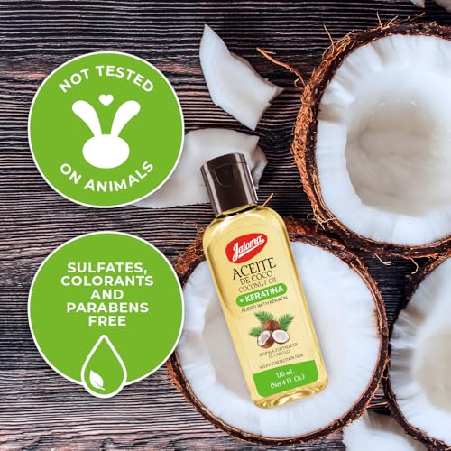 JALOMA Coconut Oil with Keratin to Help Strengthen Hair, 4 Oz Bottle - Image 5