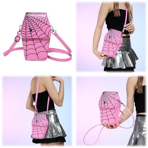 Gothic Coffin Shape Crossbody Bag for Women, Novelty Gothic Crossbody Purse Halloween Trick or Treat Purses2