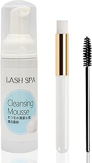 Lash Shampoo for Eyelash Extension, Lash Extension Cleanser, Eyelash Cleanser for Eyelash Extension, Eyelash Shampoo Kit 60ML with Cleansing Brush & Mascara Wand for Salon Use, Home Care