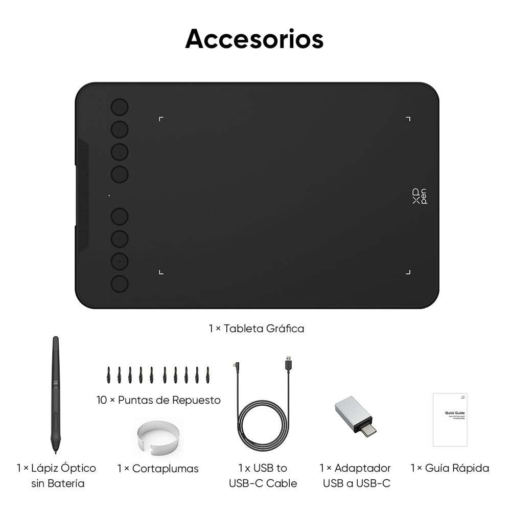 XPPen Deco Mini7 V2 Tableta Gráfica 7x4 Pulgadas Lápiz 16384 Niveles 8 Atajo Tableta Dibujo para Creación Móvil o Educación/Trabajo Remoto