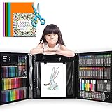 Bootlife お絵かきセット【色鉛筆 クレヨン 水性ペン 208ピース】 お絵かきアートセット 知育教育 イラスト 入園 入学祝い 誕生日プレゼント 新年 お年賀に 内祝い ギフトに！(ブラック)