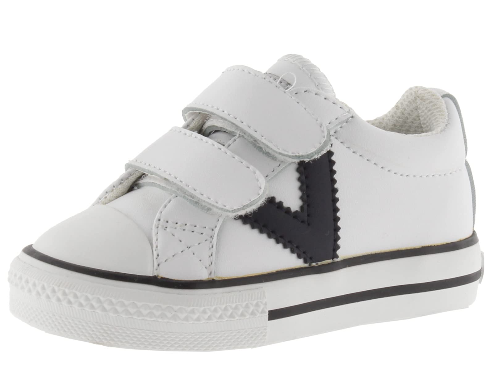 victoria Tribu Leather Effect Low-Top Trainers & Logo in Contrast & Straps 1065162 for Kids Blanco 33