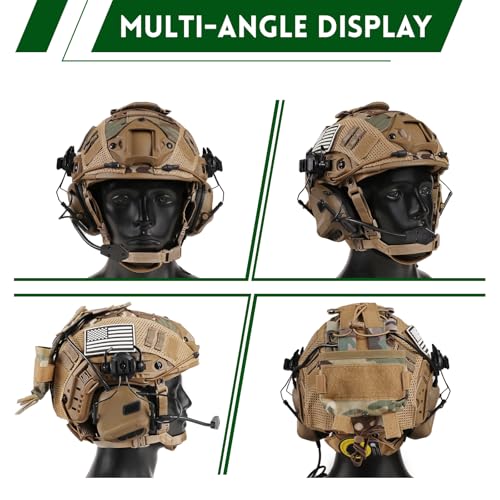 Tactical Helmet with Headset,4in1 Upgraded Adjustable with Helmet Cover for Airsoft Cosplay Military Tactical Gear - Image 6