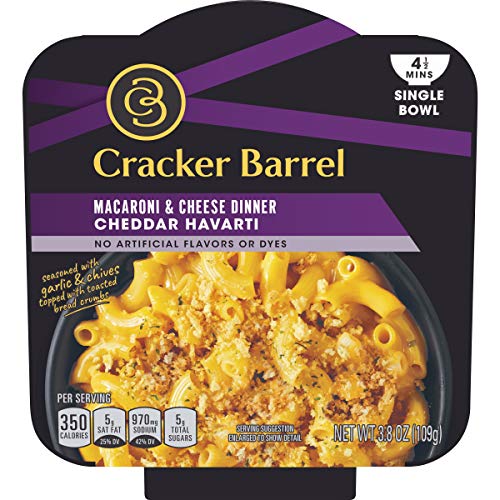 Cracker Barrel Single Bowl Cheddar Havarti Macaroni & Cheese Dinner, 3.8 oz Tray