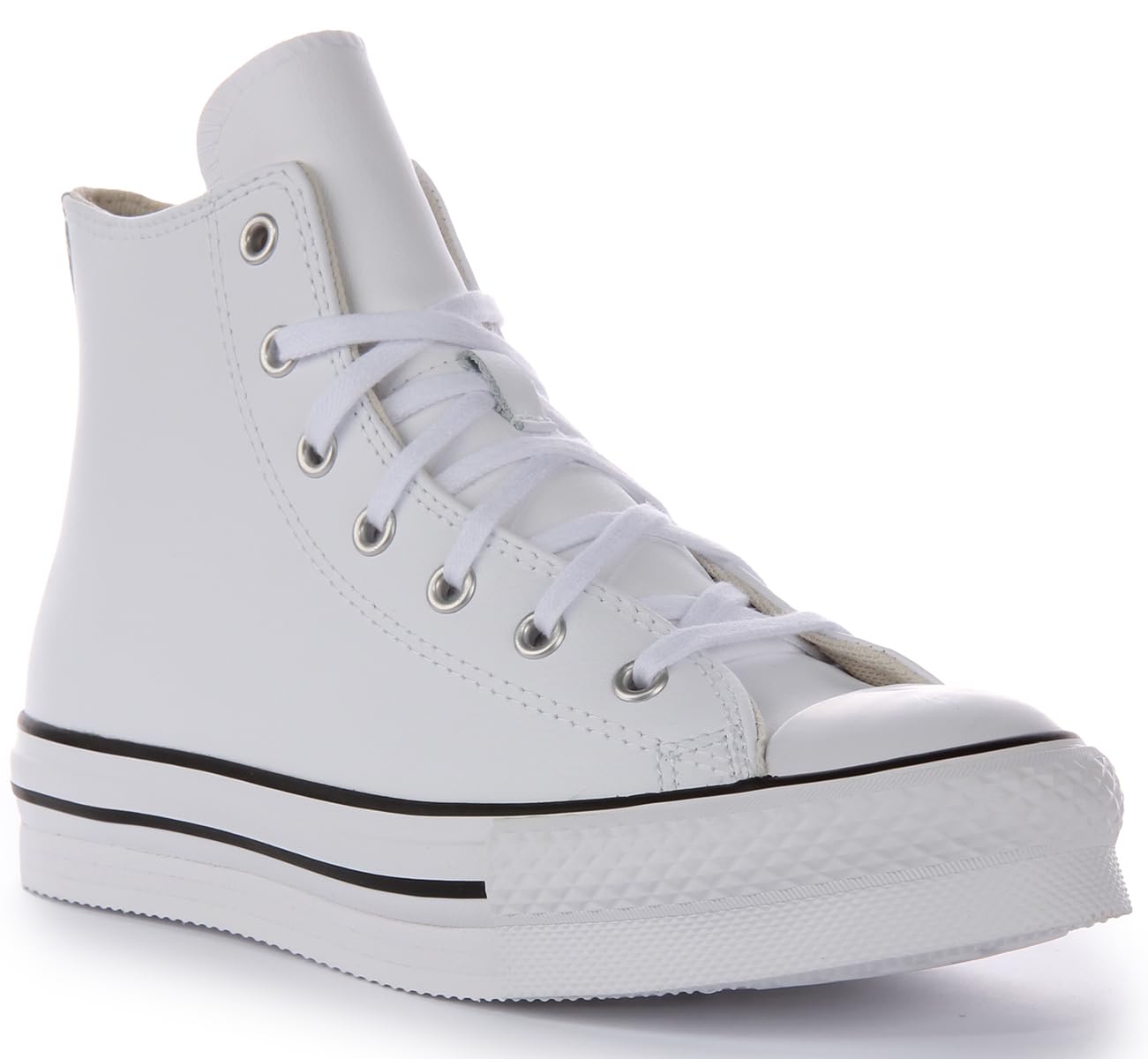 Converse Chuck Taylor All Star EVA Lift Platform Leather, Sneaker, White Natural Ivory Black, 37.5 EU