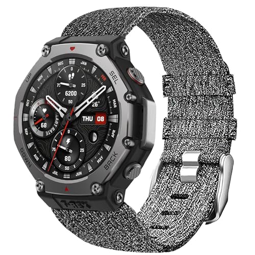 Blueshaweu Correa de repuesto de nailon de 20 mm de 22 mm, compatible con Amazfit T-Rex 3, bip 5/5 unity, GTR 4, GTR Mini, Cheetah Square, etc, 22MM, Silicona, No es una piedra preciosa