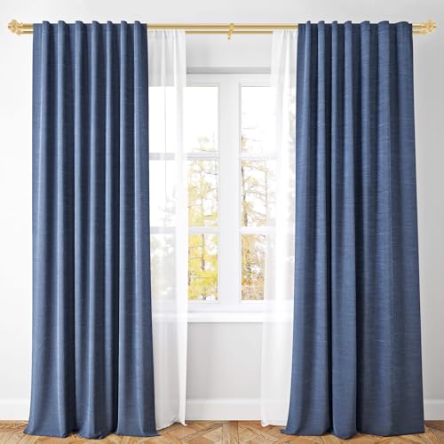 1 Zoll moderner goldener Doppelgardinenstangen-Satz - Spannstangen für Fenster von 213 bis 305 cm (84-120 Zoll) - Luxuriöse durchscheinende Endknäufe mit Halterungen