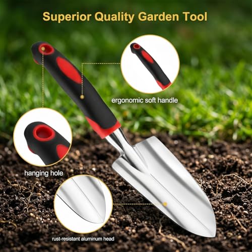 Set de 3 piezas herramientas jardinero aluminio rojo miniatura 3