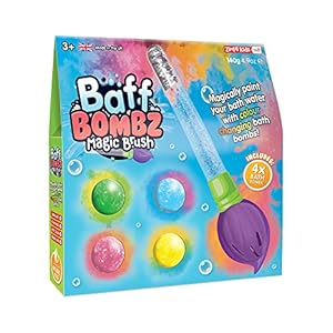 Baff Bombz Magic Brush from Zimpli Kids, 4 x Bath Bombs, Magically Paint your Bath Water, Creative Bath Toy for Children…