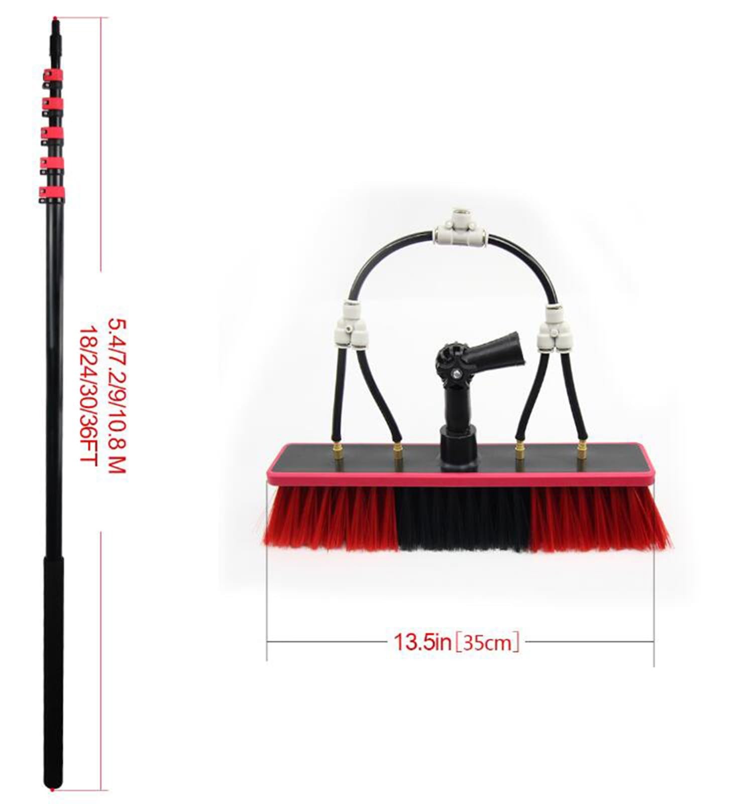 Kit de Cepillo para Limpieza de Paneles solares. Incluye pértiga Extensible de 6 Metros y Cepillo de 55 cm para Limpiar Paneles solares, techos y automóviles. Solución de