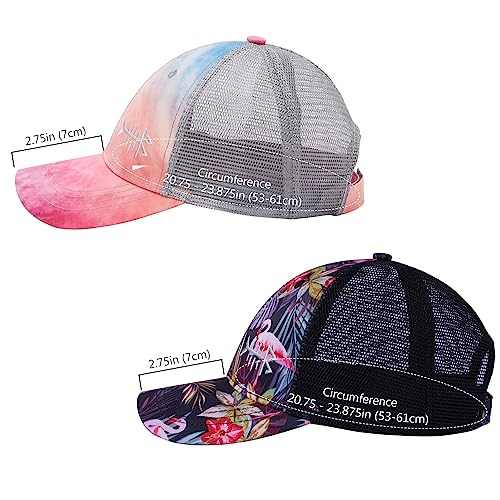 Image of BASSDASH 2 Pack Altimate Fishing Hunting Hat Mesh Back for Men Women Adjustable Baseball Trucker Cap Camo Blaze Orange