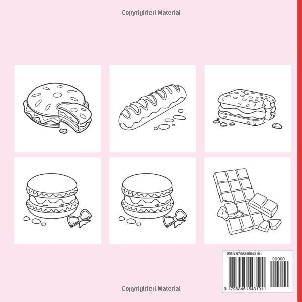 Dessert Coloring Book Bold and Easy: Simple and Big Designs Sweet Treats, Cakes, Pastries & More! for Adults, Kids, Teens, and Seniors. Cute Illustrations for Relaxation and Stress Relief image 3