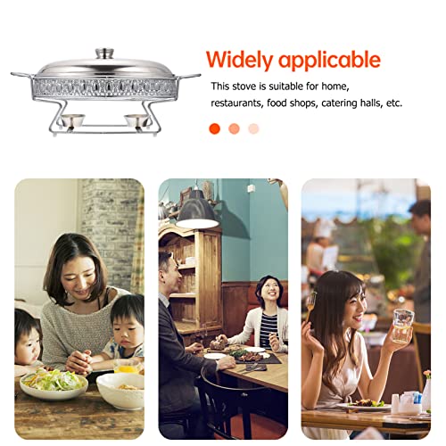 UPKOCH Edelstahl Chafing Teller Buffet Chafer Runder Buffetwärmer Fach mit Deckel Und Chafing Treibstoffhalter für… – Bild 5