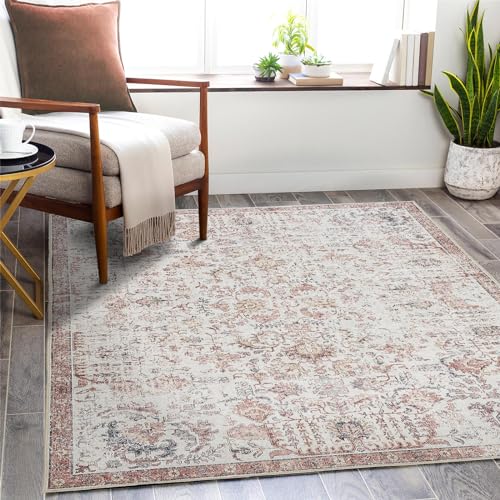 TOPICK Alfombra Chenilla Vintage Roja 120 x 180 cm - Interior Plegable Fina Retro Multicolor País Bohemio Antideslizante para Cocina, Dormitorio, Salón y Comedor