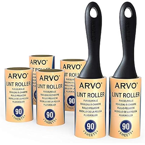 ARVO Lint Roller, Lint Remover, 90 Sheets per Roll, 2 Handles with 6 Rolls, Removes Dust, Dirt, Dandruff, Pet Hair from Clothes, Furniture and Carpet (540 Total Sheets) Cover