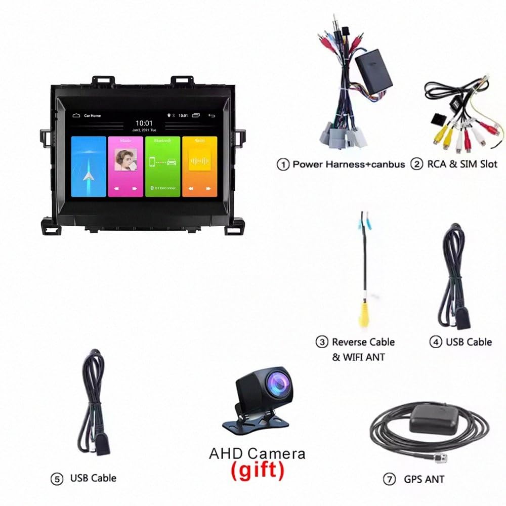 Radio Macchina Touch Screen per Toyota ALPHARD Vellfire ANH20 2008-2014 Wireless Carplay Android Auto Stereo Auto Bluetooth Ips con Pantalla Táctil con Gps, 8 Nucleo 6G+128G