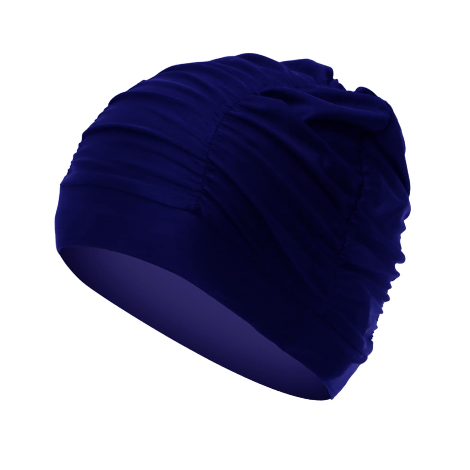1PCS Women's Pleated Swim Cap Swimming Cap Long Hair Large Swimming Cap for Swimming, Surfing, Bathing and Shower(Navy blue)