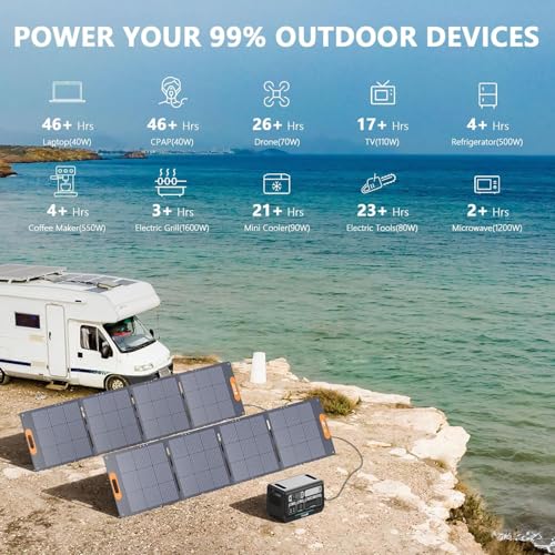 Image of ALLWEI 2400W Portable Solar Generator +2x400W Solar Panel, 4800W Surge