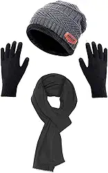 Conjunto de 3 peças de gorro masculino de inverno, gorro quente com gorro