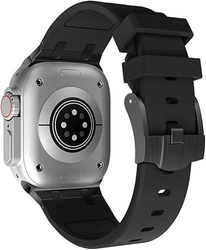 Miniatura 2 de Compatible con Apple Watch Ultra 2 Band para hombre, correa de silicona y hebilla de acero inoxidable diseñada para iPhone Watch, correas iWatch